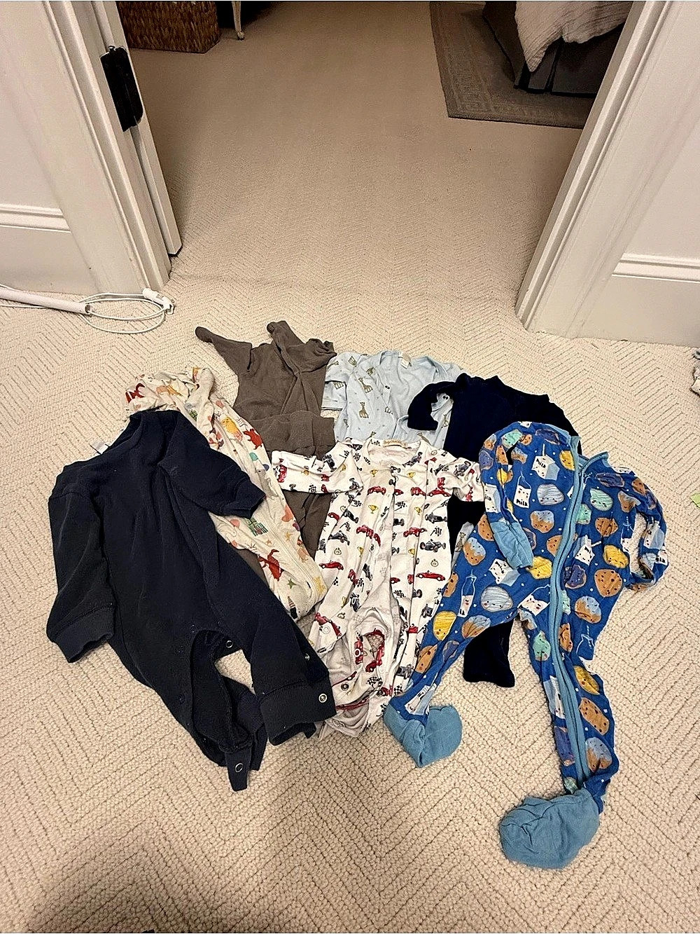 Baby Pajama Bundle in Blue & White 3-6 months designer